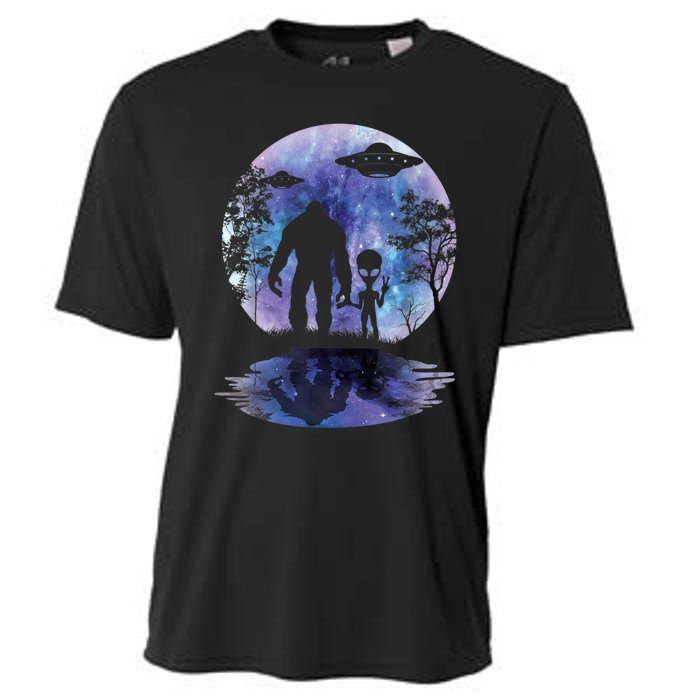 Alien Bigfoot Moon Sasquatch UFO Extraterrestrial Men Women Cooling Performance Crew T-Shirt