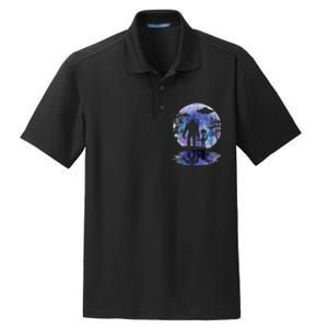 Alien Bigfoot Moon Sasquatch UFO Extraterrestrial Men Women Dry Zone Grid Polo