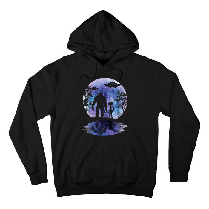 Alien Bigfoot Moon Sasquatch UFO Extraterrestrial Men Women Tall Hoodie