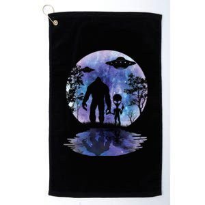 Alien Bigfoot Moon Sasquatch UFO Extraterrestrial Men Women Platinum Collection Golf Towel