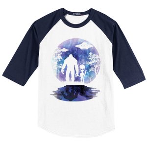 Alien Bigfoot Moon Sasquatch UFO Extraterrestrial Men Women Baseball Sleeve Shirt