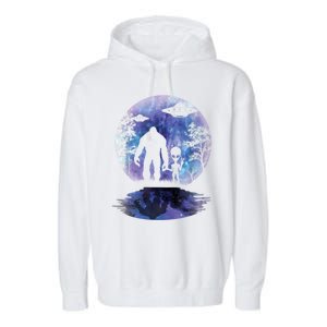 Alien Bigfoot Moon Sasquatch UFO Extraterrestrial Men Women Garment-Dyed Fleece Hoodie