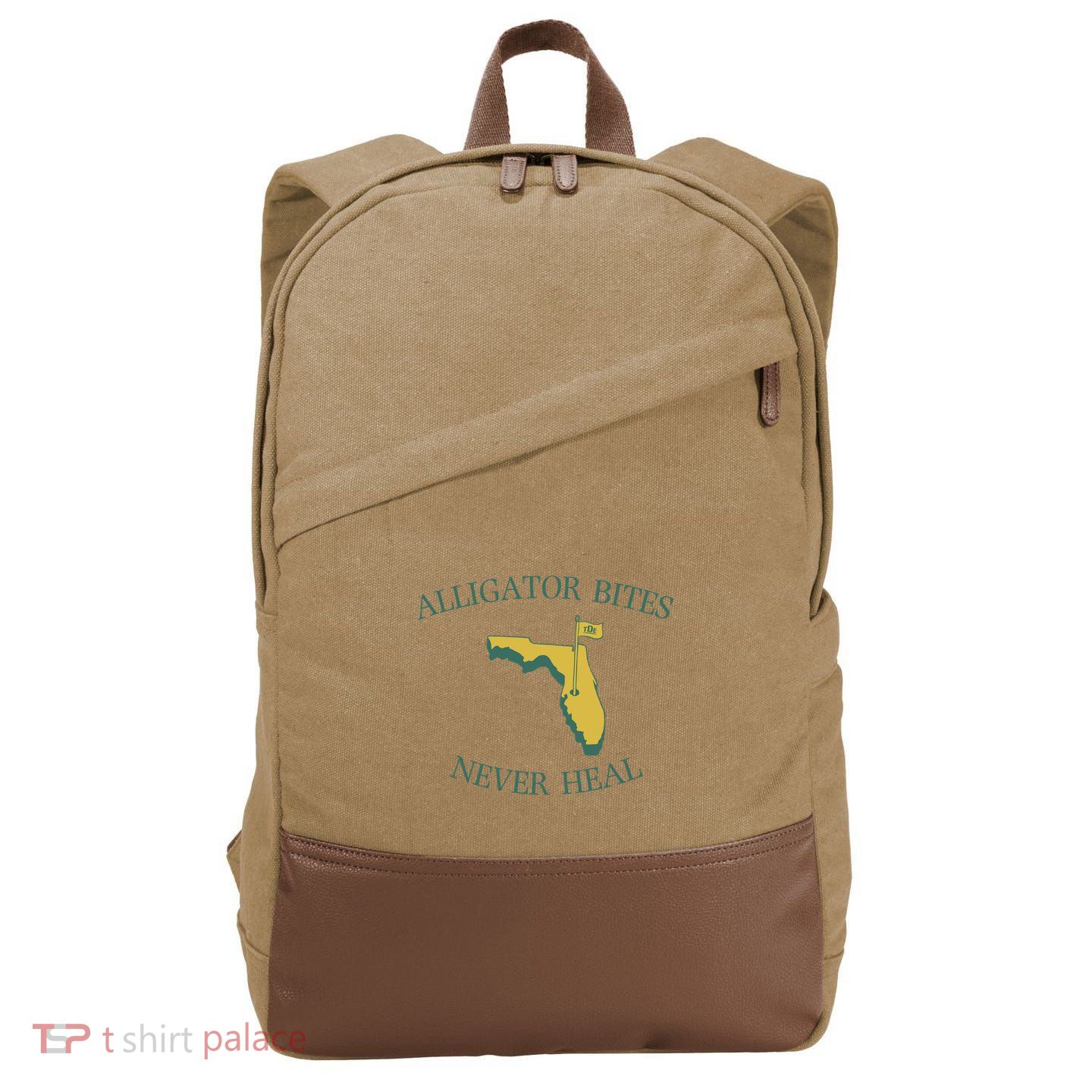 Alligator Bites Never Heal Florida Cotton Canvas Backpack