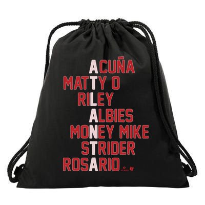 Atlanta Baseball Names Acuna Matty O Riley Albies Money Mike Strider Rosario Shi Drawstring Bag