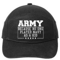 Army Because No One Played Navy As A Kid Funny Army Says 7-Panel Snapback Hat