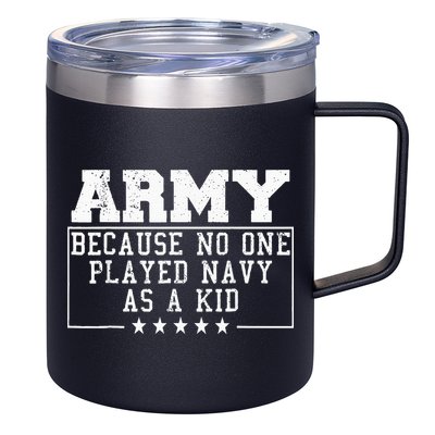 Army Because No One Played Navy As A Kid Funny Army Says 12oz Stainless Steel Coffee Mug