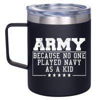 Army Because No One Played Navy As A Kid Funny Army Says 12oz Stainless Steel Coffee Mug