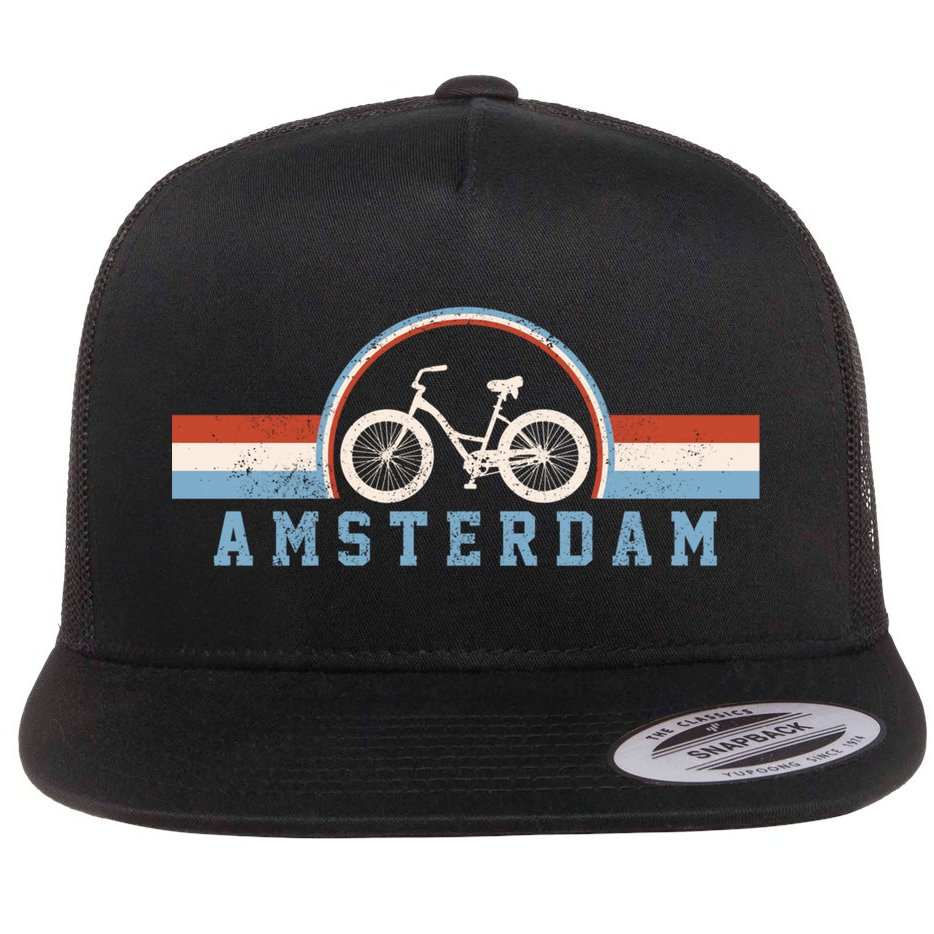 Amsterdam Bicycle Netherlands Holland Dutch Bike Vintage Gift Flat Bill Trucker Hat