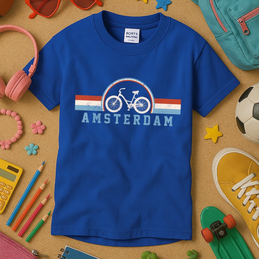Amsterdam Bicycle Netherlands Holland Dutch Bike Vintage Gift Kids T-Shirt