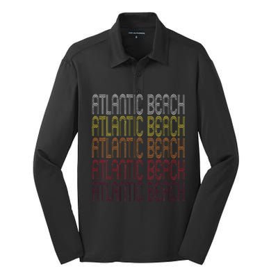 Atlantic Beach Nc Vintage Style North Carolina Silk Touch Performance Long Sleeve Polo