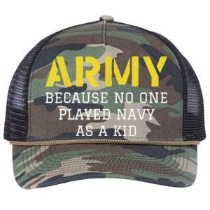 Army Because No One Ever Played Navy Funny Military Retro Rope Trucker Hat Cap