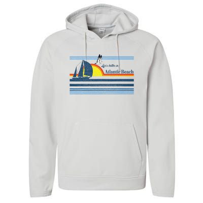 Atlantic Beach Nc North Carolina Gift Beach Performance Fleece Hoodie