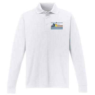 Atlantic Beach Nc North Carolina Gift Beach Performance Long Sleeve Polo