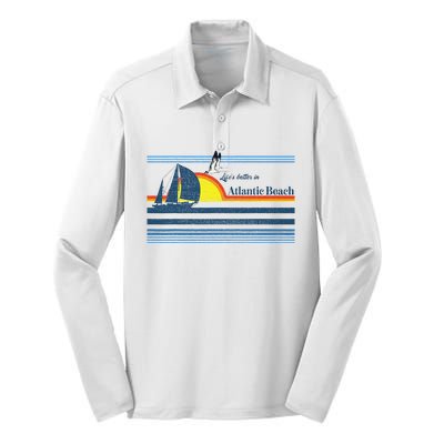 Atlantic Beach Nc North Carolina Gift Beach Silk Touch Performance Long Sleeve Polo