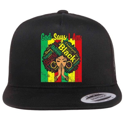Awesome Black Natural Juneteenth God Says I Am Costume Flatbill Hat