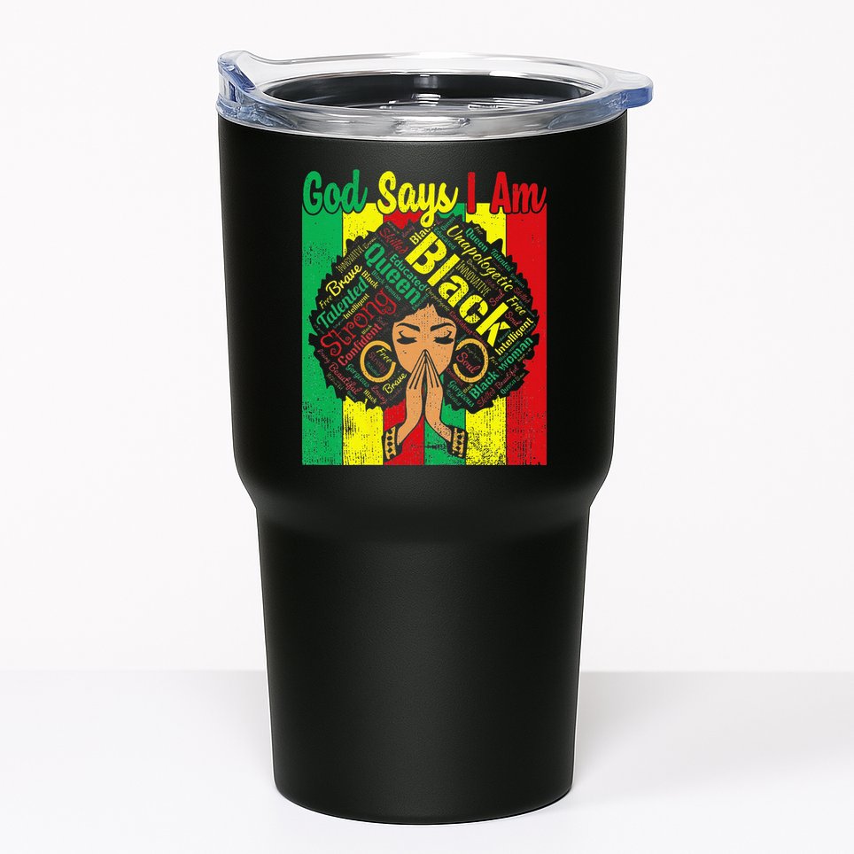 Awesome Black Natural Juneteenth God Says I Am Costume Tumbler