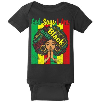 Awesome Black Natural Juneteenth God Says I Am Costume Baby Bodysuit