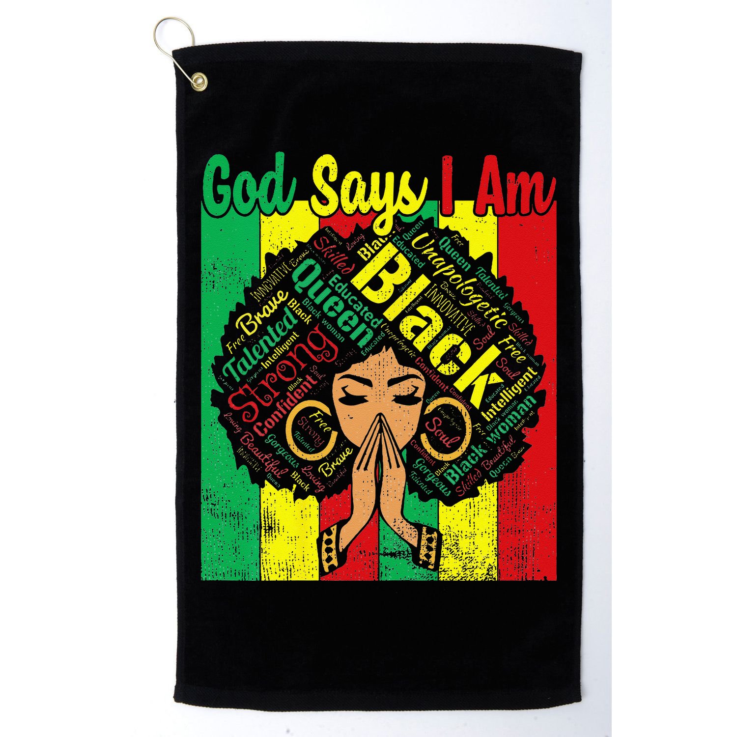 Awesome Black Natural Juneteenth God Says I Am Costume Golf Towel