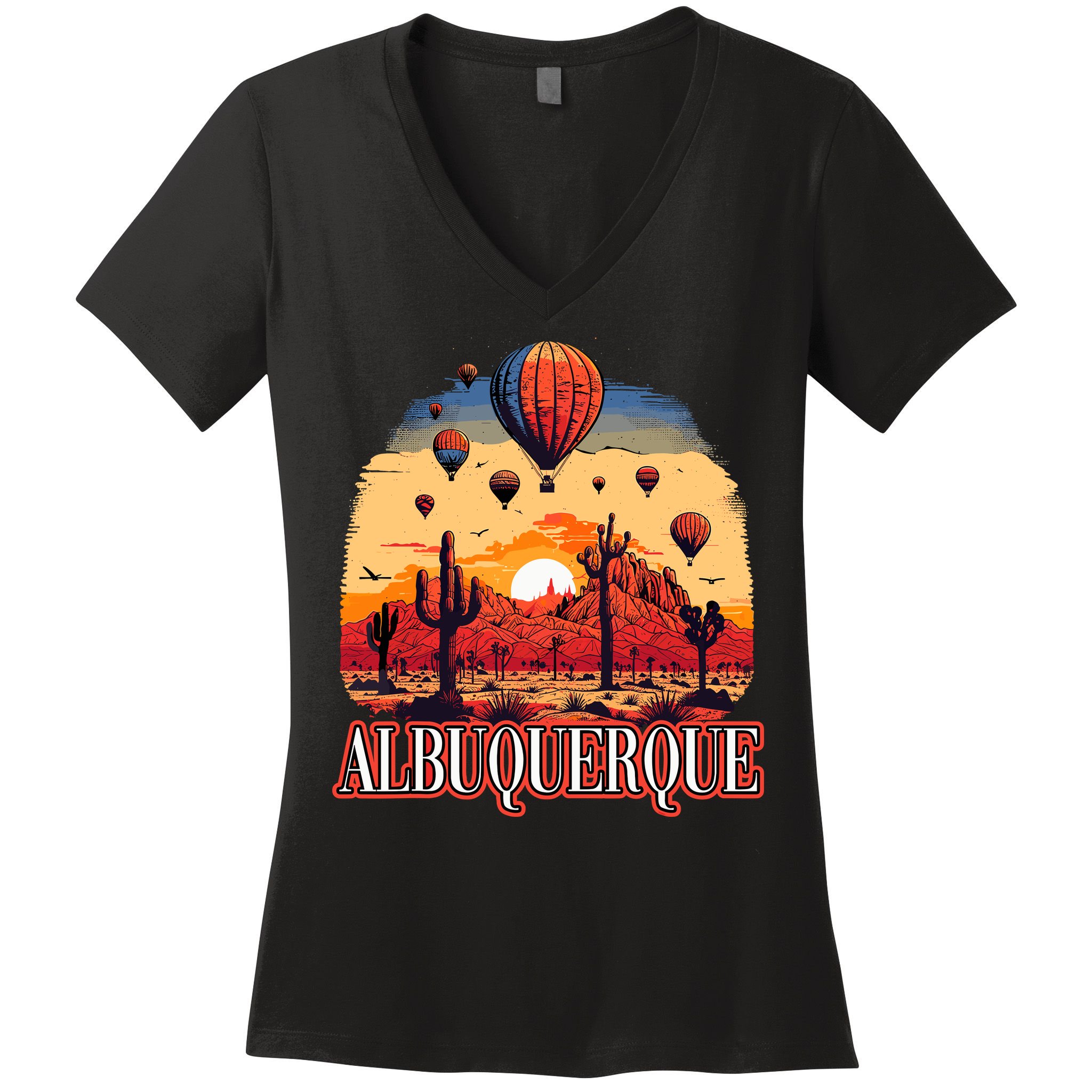 Albuquerque Balloon New Mexico Hot Air Balloon Women's V-Neck T-Shirt