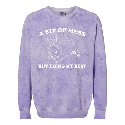 A Bit Of A Mess But Doing My Best Retro Funny Rabbit Colorblast Crewneck Sweatshirt