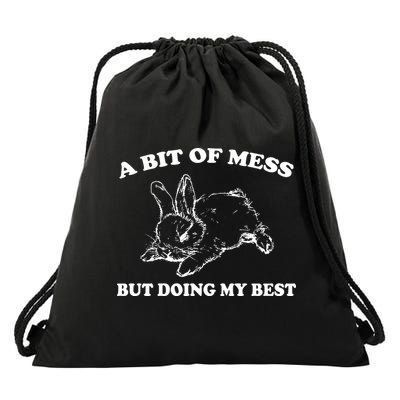 A Bit Of A Mess But Doing My Best Retro Funny Rabbit Drawstring Bag