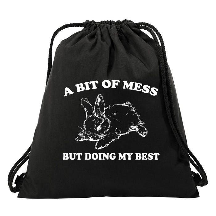 A Bit Of A Mess But Doing My Best Retro Funny Rabbit Drawstring Bag