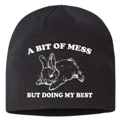 A Bit Of A Mess But Doing My Best Retro Funny Rabbit Sustainable Beanie