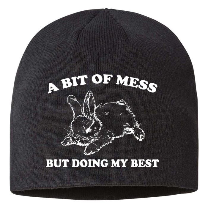 A Bit Of A Mess But Doing My Best Retro Funny Rabbit Sustainable Beanie
