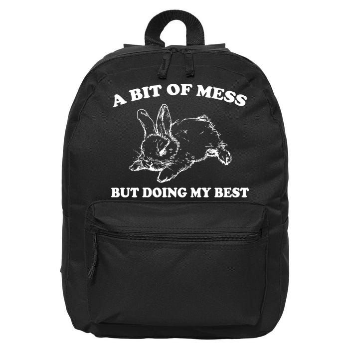 A Bit Of A Mess But Doing My Best Retro Funny Rabbit 16 in Basic Backpack