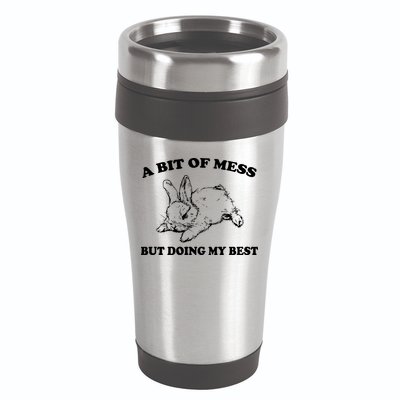 A Bit Of A Mess But Doing My Best Retro Funny Rabbit 16oz Travel Tumbler