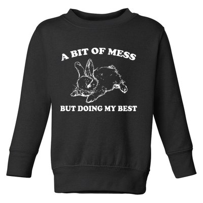 A Bit Of A Mess But Doing My Best Retro Funny Rabbit Toddler Sweatshirt
