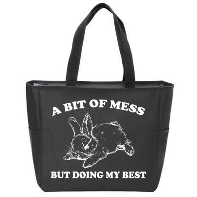 A Bit Of A Mess But Doing My Best Retro Funny Rabbit Zip Tote Bag