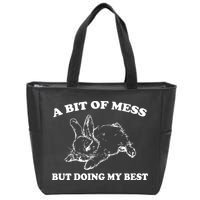 A Bit Of A Mess But Doing My Best Retro Funny Rabbit Zip Tote Bag