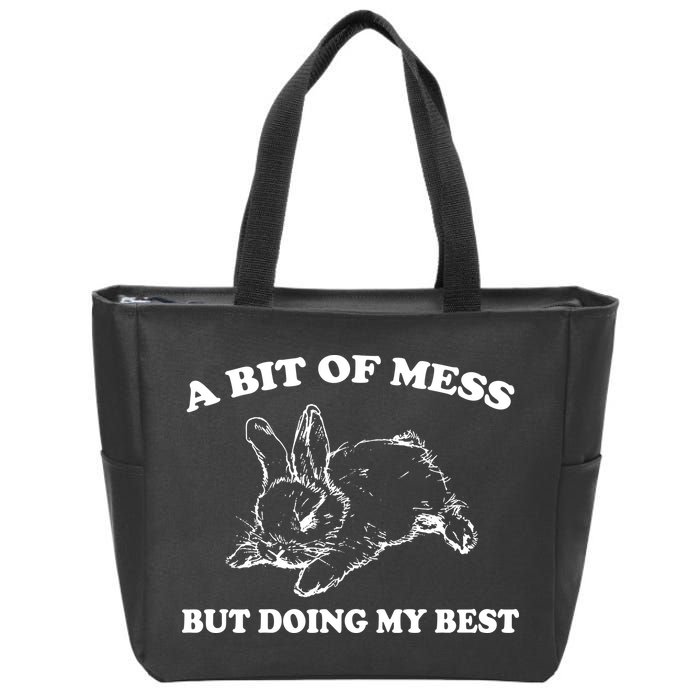 A Bit Of A Mess But Doing My Best Retro Funny Rabbit Zip Tote Bag