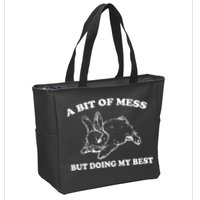 A Bit Of A Mess But Doing My Best Retro Funny Rabbit Zip Tote Bag