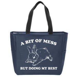 A Bit Of A Mess But Doing My Best Retro Funny Rabbit Zip Tote Bag