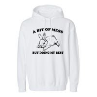 A Bit Of A Mess But Doing My Best Retro Funny Rabbit Garment-Dyed Fleece Hoodie