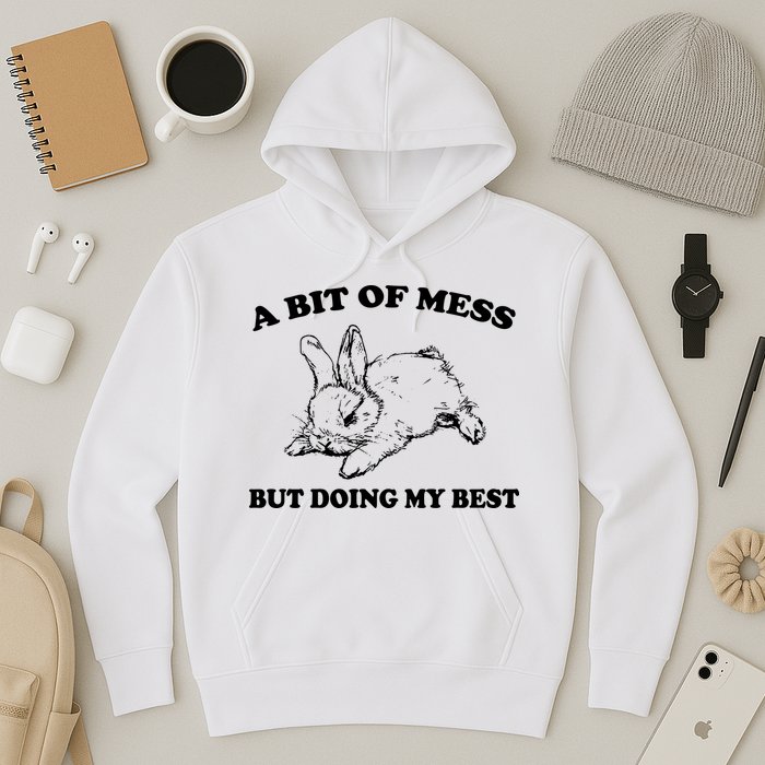 A Bit Of A Mess But Doing My Best Retro Funny Rabbit Hoodie