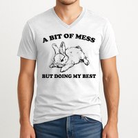 A Bit Of A Mess But Doing My Best Retro Funny Rabbit V-Neck T-Shirt
