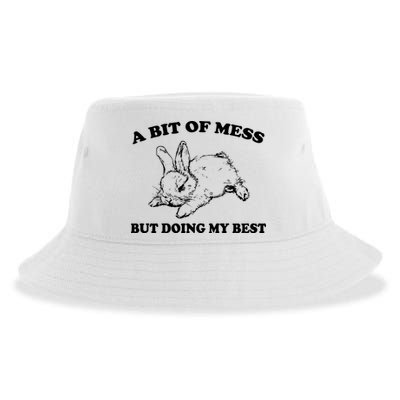 A Bit Of A Mess But Doing My Best Retro Funny Rabbit Sustainable Bucket Hat
