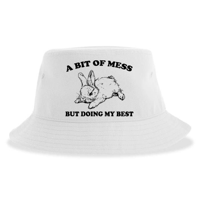 A Bit Of A Mess But Doing My Best Retro Funny Rabbit Sustainable Bucket Hat