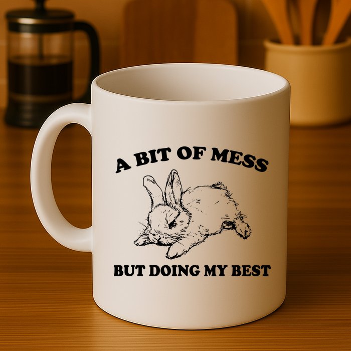 A Bit Of A Mess But Doing My Best Retro Funny Rabbit Mug