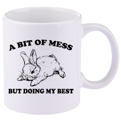 A Bit Of A Mess But Doing My Best Retro Funny Rabbit 11oz C Handle Ceramic Mug