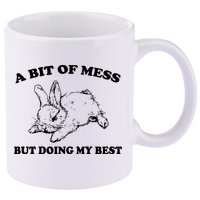 A Bit Of A Mess But Doing My Best Retro Funny Rabbit 11oz C Handle Ceramic Mug