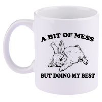 A Bit Of A Mess But Doing My Best Retro Funny Rabbit 11oz C Handle Ceramic Mug