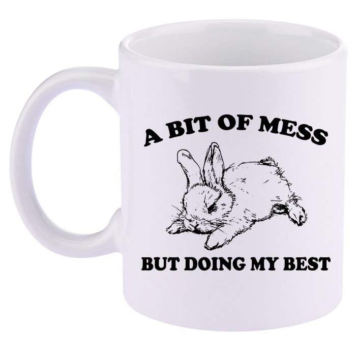 A Bit Of A Mess But Doing My Best Retro Funny Rabbit 11oz C Handle Ceramic Mug