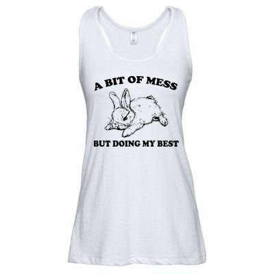 A Bit Of A Mess But Doing My Best Retro Funny Rabbit Ladies Essential Flowy Tank
