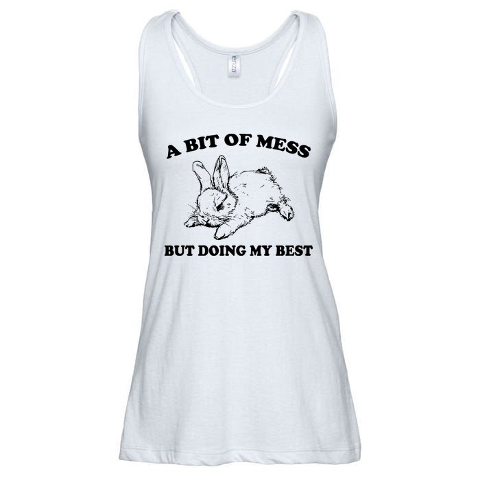 A Bit Of A Mess But Doing My Best Retro Funny Rabbit Ladies Essential Flowy Tank