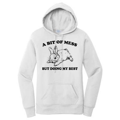 A Bit Of A Mess But Doing My Best Retro Funny Rabbit Women's Pullover Hoodie