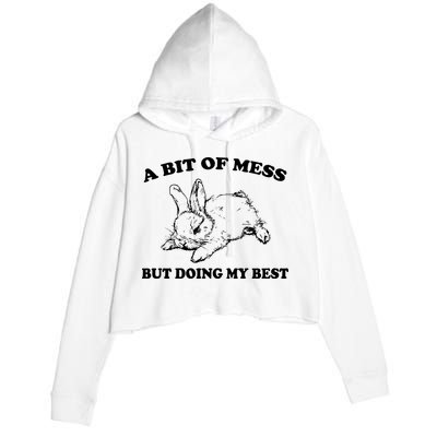 A Bit Of A Mess But Doing My Best Retro Funny Rabbit Crop Fleece Hoodie